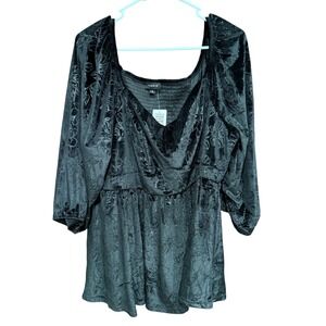 Torrid Women's Black Floral Velvet‎ Corset Peplum Top Plus Size 2 -2XL